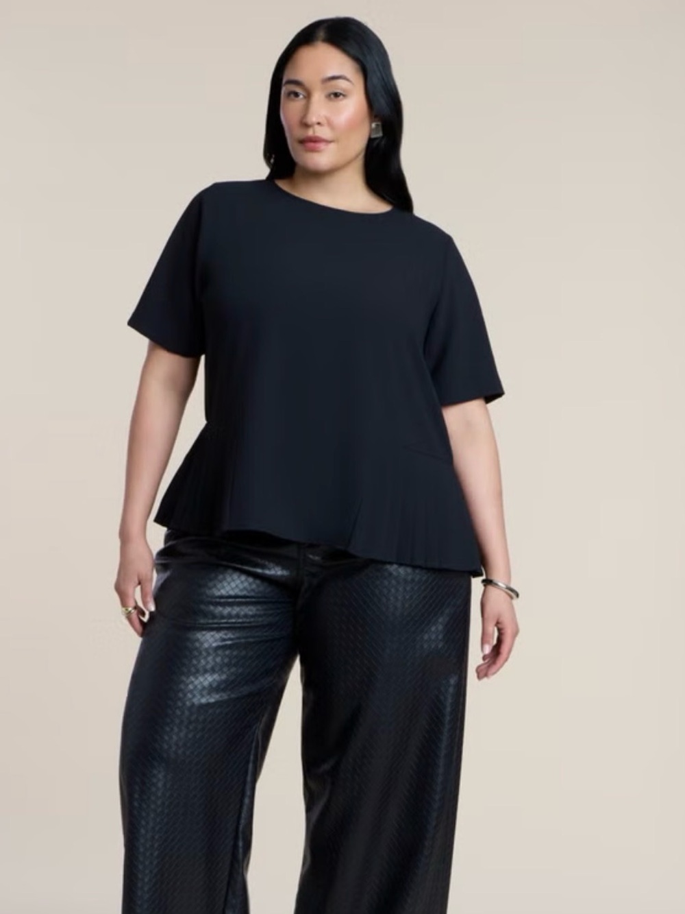 ELOQUII, Pleated Hem Top